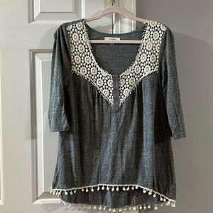 Cute grey henley style top